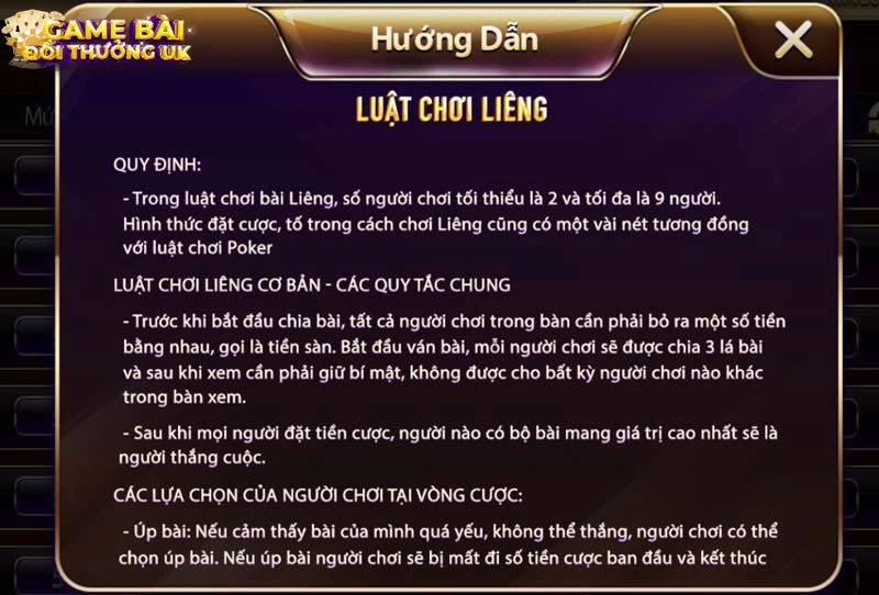 Luật chơi Liêng chi tiết