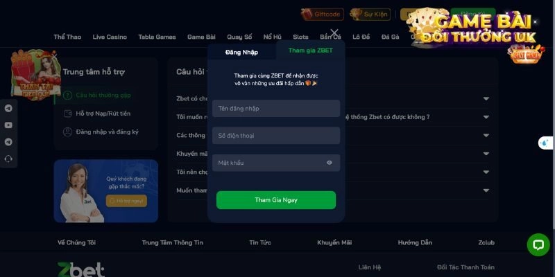 Tạo tài khoản cá cược tại ZBet đơn giản